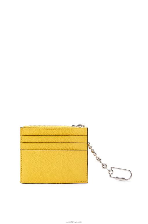 Loewe zincirli yumuşak damarlı dana derisinden kare kartlık 026001383 kadınlar sarı/kil yeşili