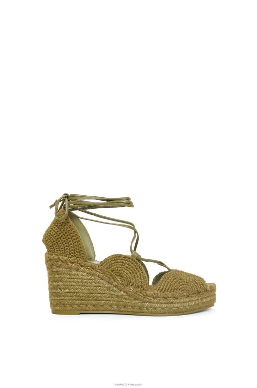Loewe güneş kama jüt espadril 02600699 kadınlar zeytin