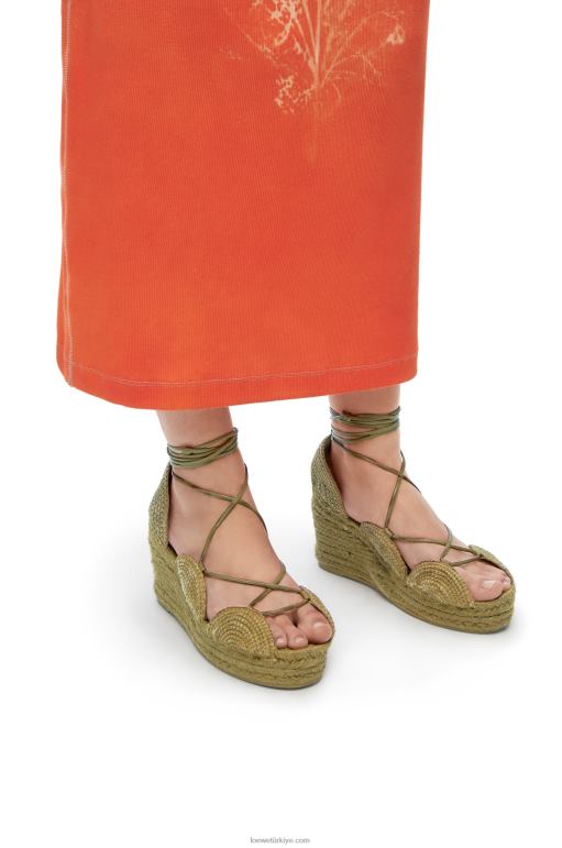 Loewe güneş kama jüt espadril 02600699 kadınlar zeytin
