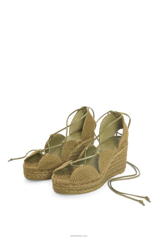 Loewe güneş kama jüt espadril 02600699 kadınlar zeytin