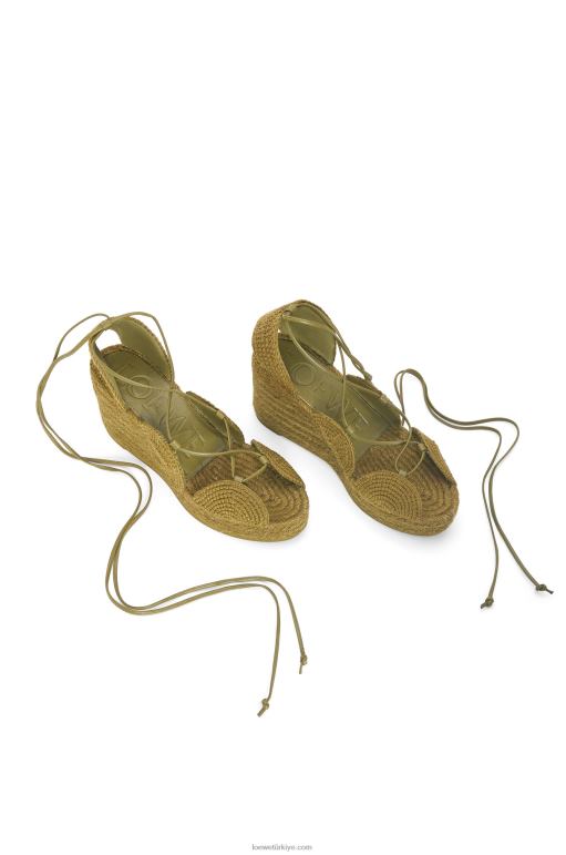 Loewe güneş kama jüt espadril 02600699 kadınlar zeytin