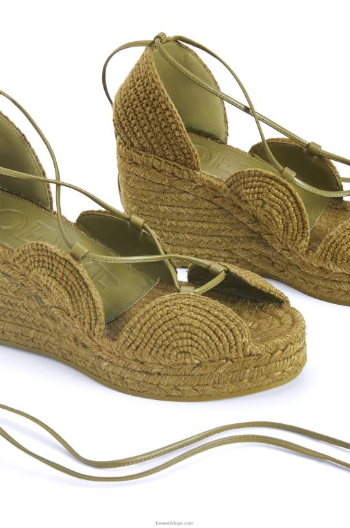 Loewe güneş kama jüt espadril 02600699 kadınlar zeytin