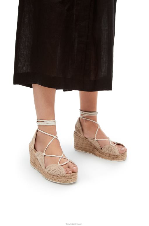 Loewe güneş kama jüt espadril 02600700 kadınlar yulaf sütü