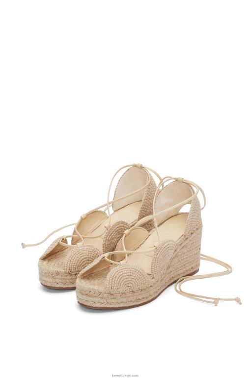 Loewe güneş kama jüt espadril 02600700 kadınlar yulaf sütü