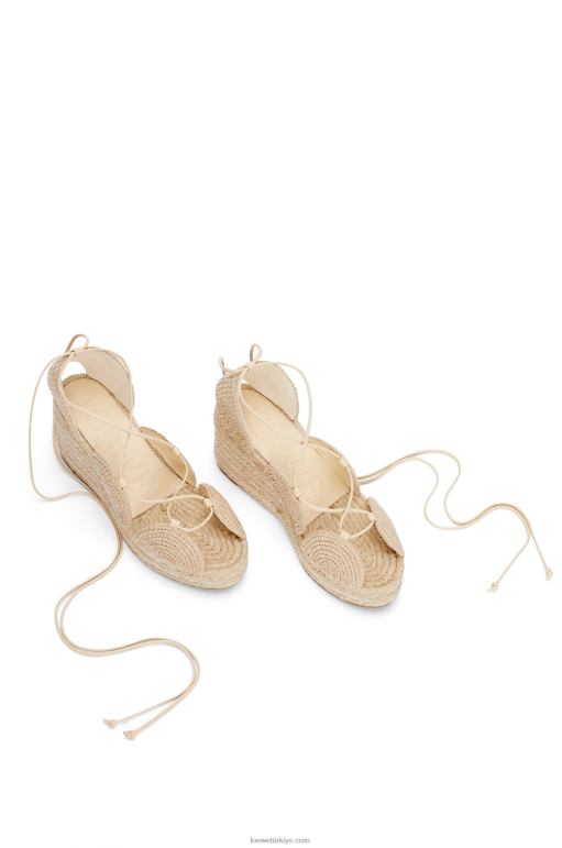 Loewe güneş kama jüt espadril 02600700 kadınlar yulaf sütü