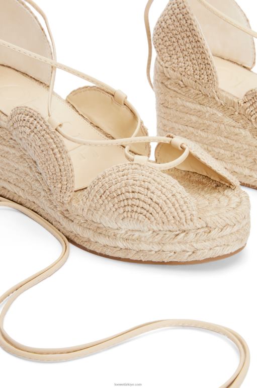 Loewe güneş kama jüt espadril 02600700 kadınlar yulaf sütü