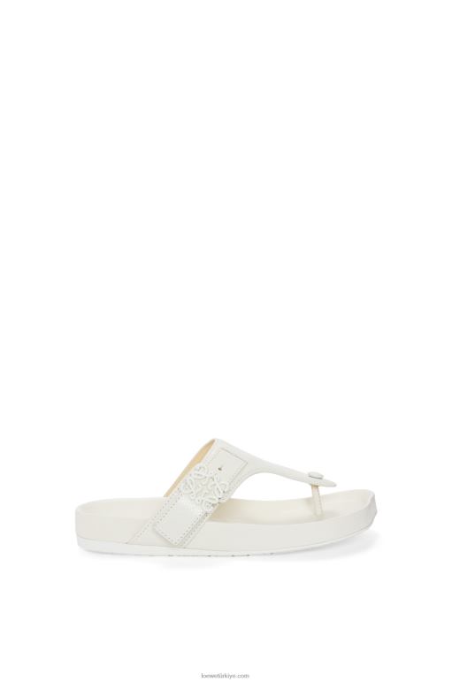 Loewe keçi derisinde kolay parmak arası sandalet 02600679 kadınlar beyaz