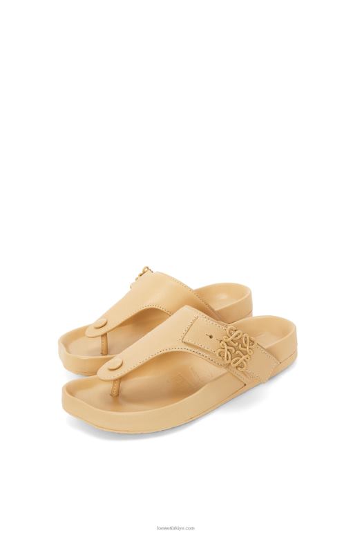 Loewe keçi derisinde kolay parmak arası sandalet 02600683 kadınlar orta kapatıcı