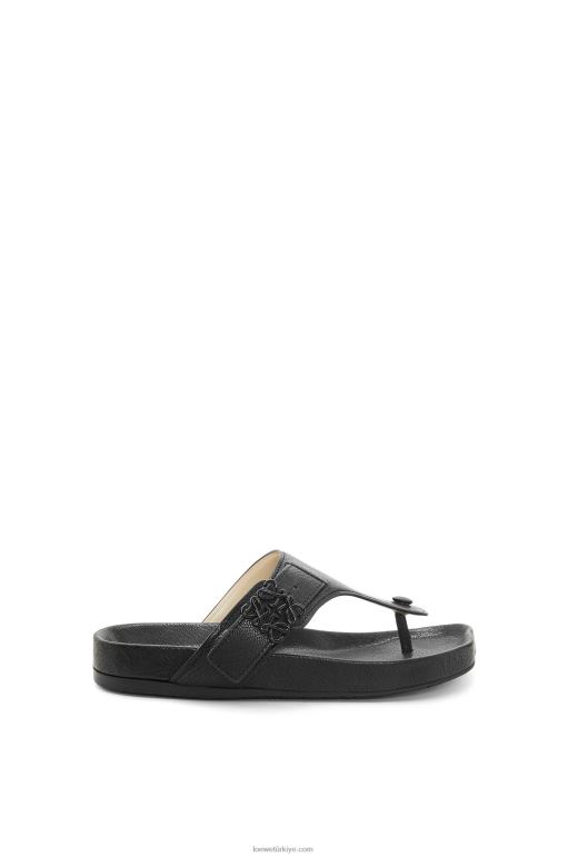 Loewe keçi derisinde kolay parmak arası sandalet 02600720 kadınlar siyah