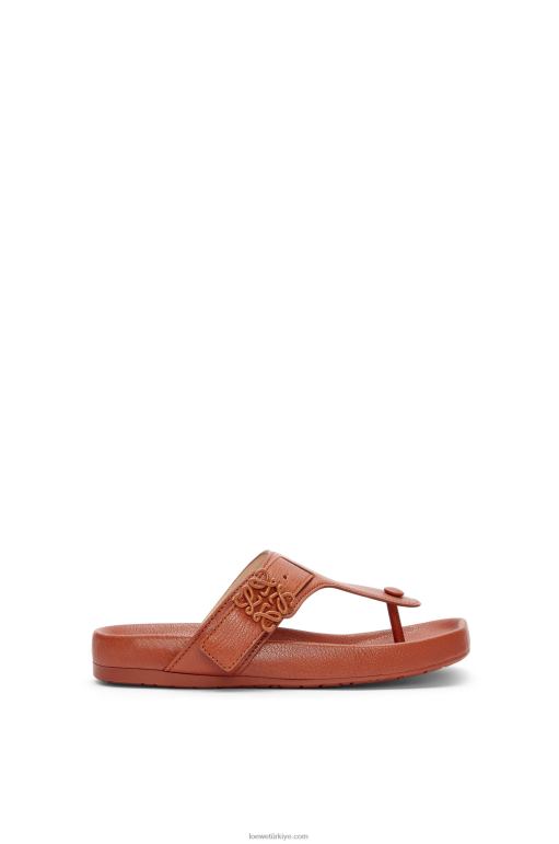 Loewe keçi derisinde kolay parmak arası sandalet 02600722 kadınlar bronzlaşmak
