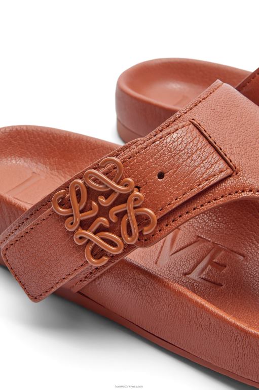 Loewe keçi derisinde kolay parmak arası sandalet 02600722 kadınlar bronzlaşmak