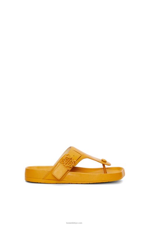Loewe keçi derisinde kolay parmak arası sandalet 02600723 kadınlar okra