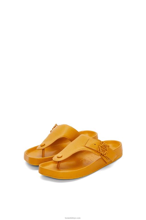 Loewe keçi derisinde kolay parmak arası sandalet 02600723 kadınlar okra