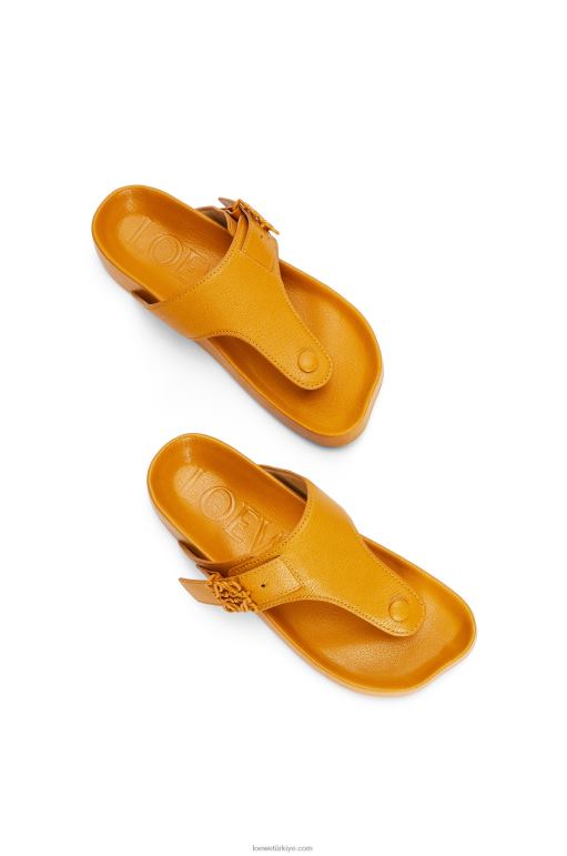 Loewe keçi derisinde kolay parmak arası sandalet 02600723 kadınlar okra