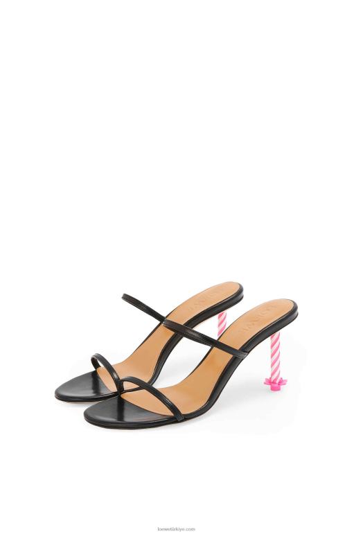 Loewe keçi derisinden doğum günü mumu sandaleti 02600712 kadınlar siyah