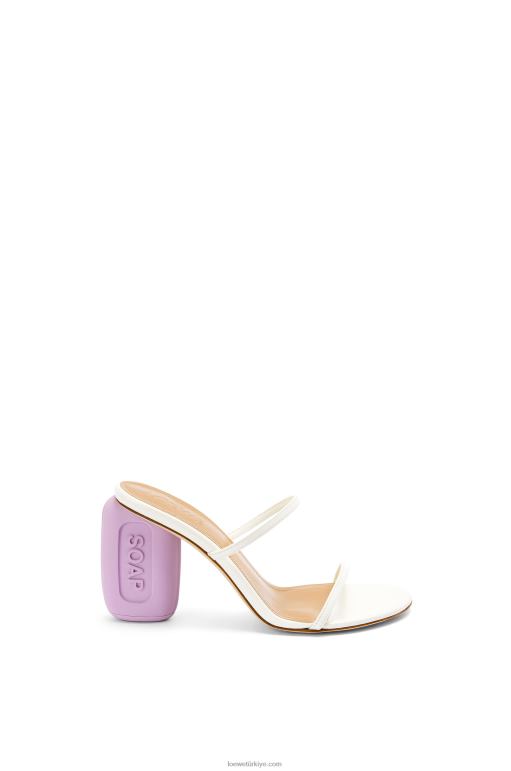 Loewe keçi derisinden sabun sandaleti 02600711 kadınlar beyaz/lavanta