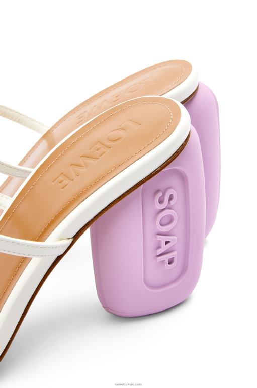 Loewe keçi derisinden sabun sandaleti 02600711 kadınlar beyaz/lavanta