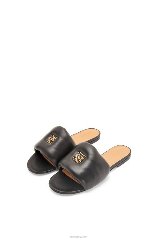 Loewe kuzu derisinden anagram yastıklı kaydırak 02600685 kadınlar siyah