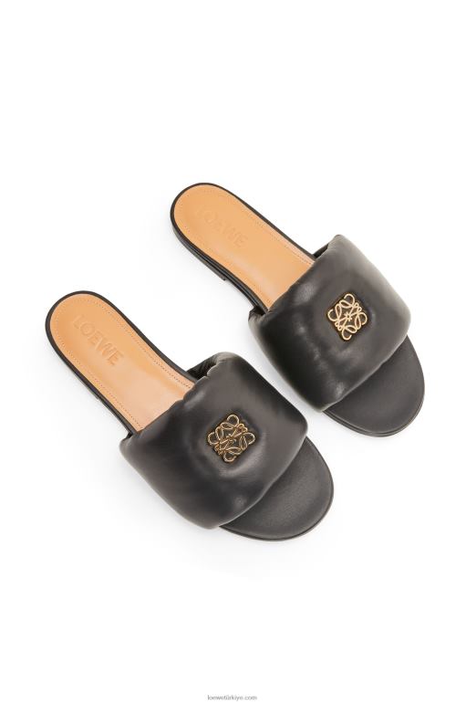 Loewe kuzu derisinden anagram yastıklı kaydırak 02600685 kadınlar siyah