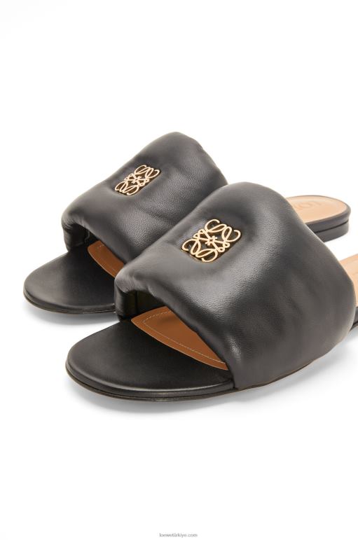 Loewe kuzu derisinden anagram yastıklı kaydırak 02600685 kadınlar siyah