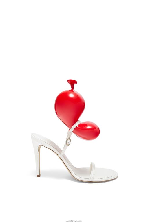 Loewe kuzu derisinden balon sandalet 02600708 kadınlar Beyaz kırmızı