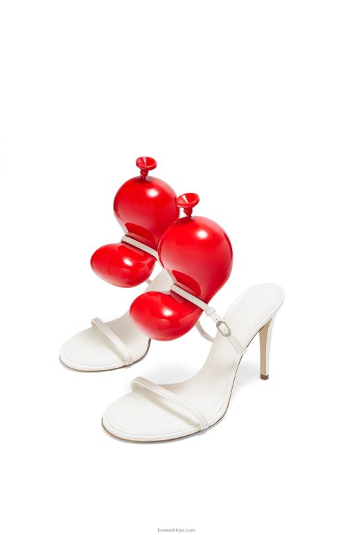 Loewe kuzu derisinden balon sandalet 02600708 kadınlar Beyaz kırmızı