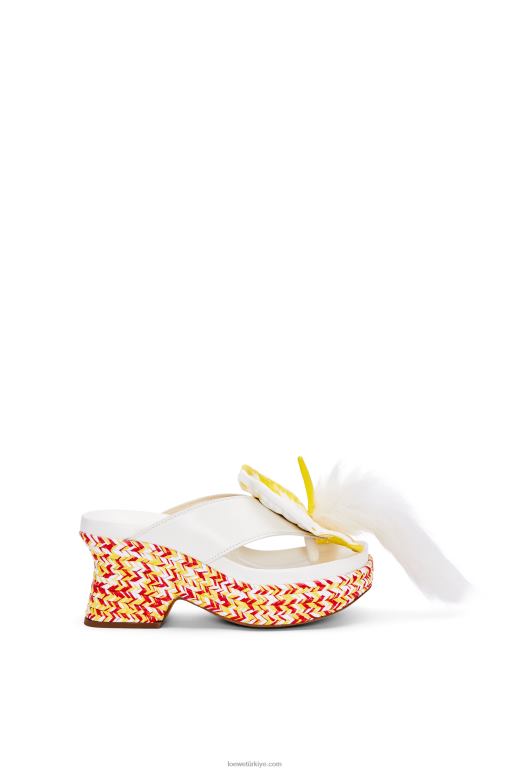 Loewe kuzu derisinden petal düz biçimli sandalet 02600687 kadınlar beyaz/çok renkli
