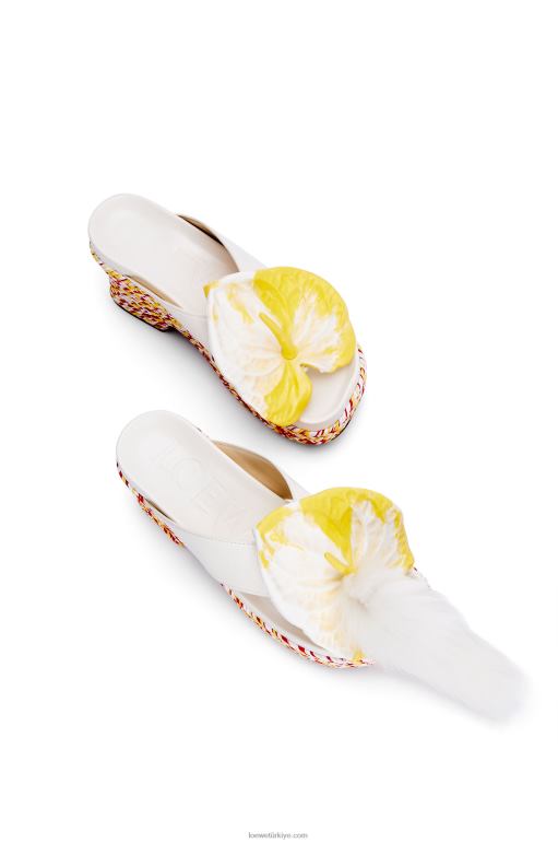 Loewe kuzu derisinden petal düz biçimli sandalet 02600687 kadınlar beyaz/çok renkli