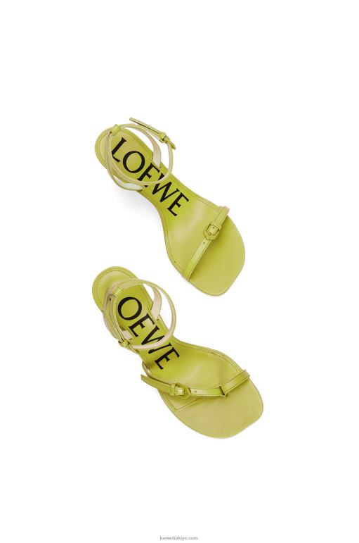 Loewe kuzu derisinden petal stiletto sandalet 02600673 kadınlar Matcha latte