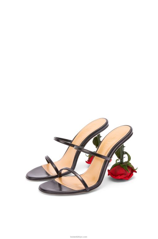 Loewe çocuk derisinde pembe topuklu sandalet 02600713 kadınlar siyah