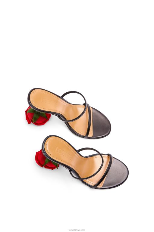 Loewe çocuk derisinde pembe topuklu sandalet 02600713 kadınlar siyah