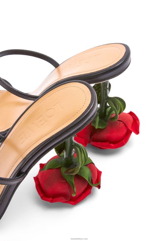 Loewe çocuk derisinde pembe topuklu sandalet 02600713 kadınlar siyah