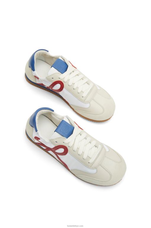 Loewe naylon ve dana derisinden bale koşucusu 02600666 kadınlar yumuşak beyaz/kiraz/kraliyet mavisi