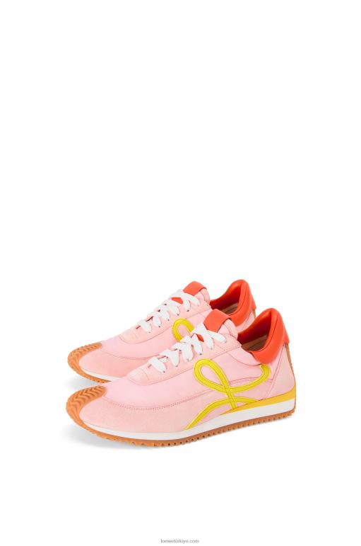 Loewe naylon ve süette akış koşucusu 02600654 kadınlar pembe/sarı