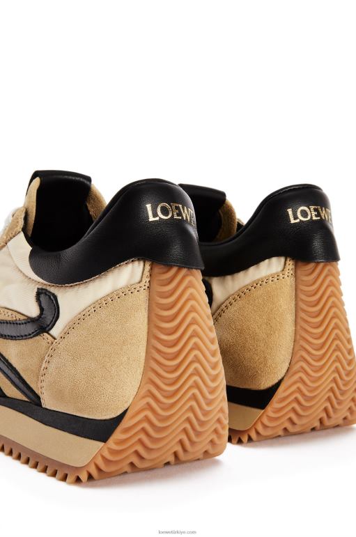 Loewe süet ve naylon akış koşucusu 02600644 kadınlar altın/siyah
