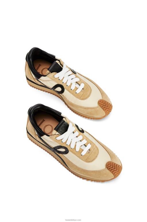 Loewe süet ve naylon akış koşucusu 02600644 kadınlar altın/siyah