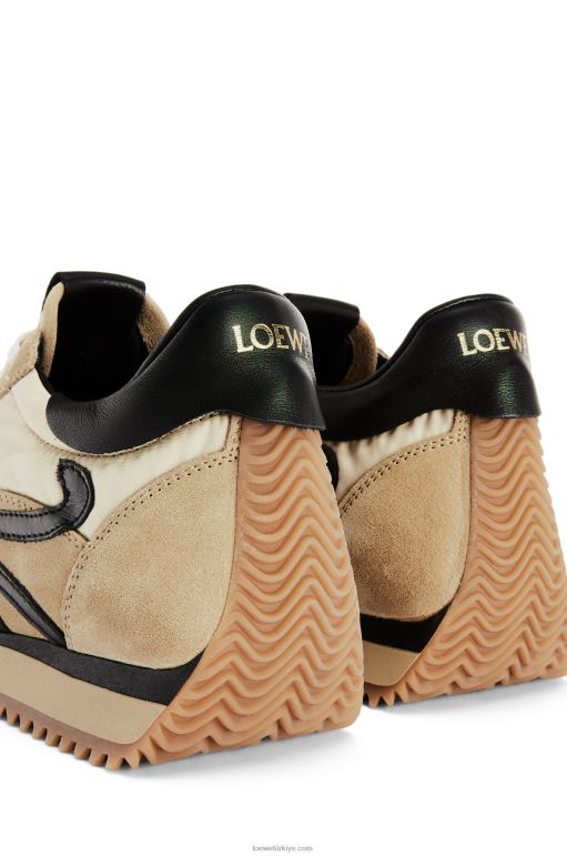 Loewe süet ve naylon akış koşucusu 02600644 kadınlar altın/siyah