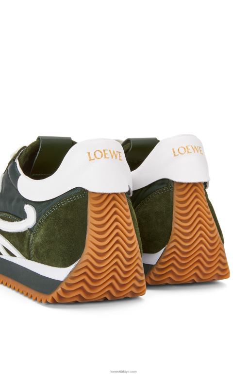 Loewe süet ve naylon akış koşucusu 02600647 kadınlar Orman yeşili