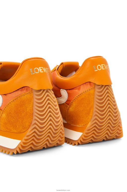 Loewe süet ve naylon akış koşucusu 02600648 kadınlar bakır turuncu