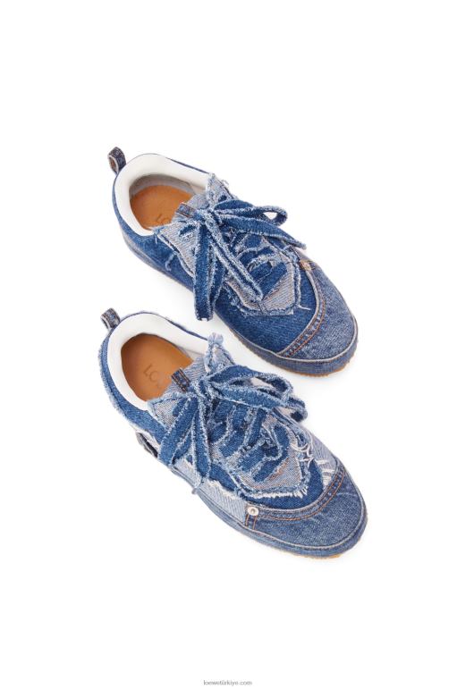 Loewe yeniden yapılandırılmış kot spor ayakkabı 02600658 kadınlar yıkanmış kot