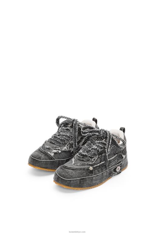 Loewe yeniden yapılandırılmış kot spor ayakkabı 02600659 kadınlar yıkanmış gri