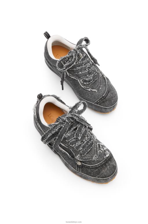Loewe yeniden yapılandırılmış kot spor ayakkabı 02600659 kadınlar yıkanmış gri