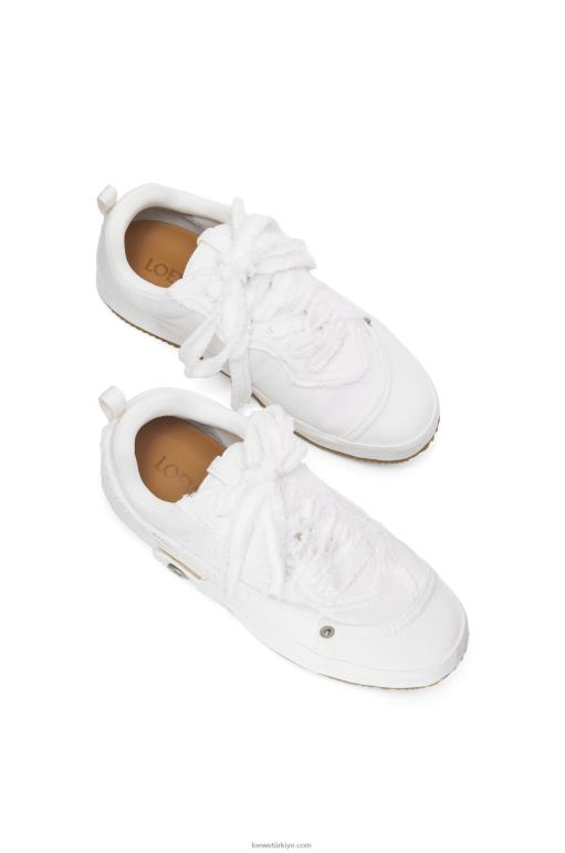Loewe yeniden yapılandırılmış kot spor ayakkabı 02600660 kadınlar açık beyaz