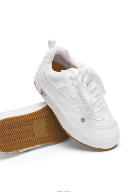 Loewe yeniden yapılandırılmış kot spor ayakkabı 02600660 kadınlar açık beyaz
