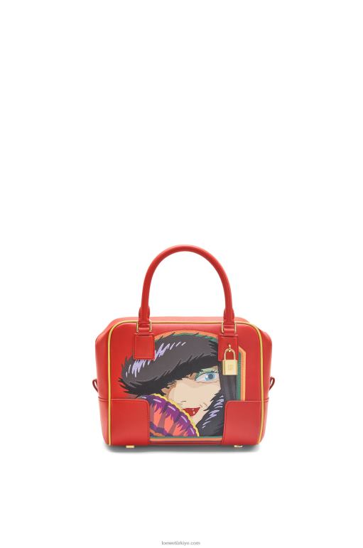 Loewe Nappa dana derisinde atık cadı amazona 19 çanta 02600193 kadınlar kırmızı