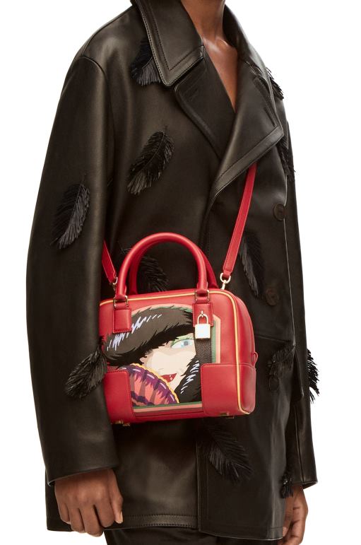 Loewe Nappa dana derisinde atık cadı amazona 19 çanta 02600193 kadınlar kırmızı