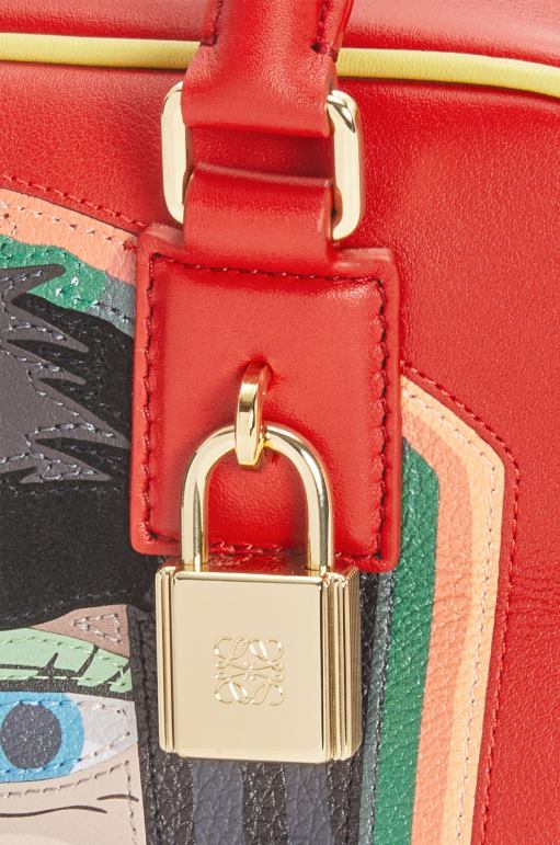 Loewe Nappa dana derisinde atık cadı amazona 19 çanta 02600193 kadınlar kırmızı