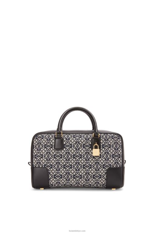 Loewe anagram jakarlı ve dana derisinden amazona 28 çanta 02600168 kadınlar lacivert/siyah