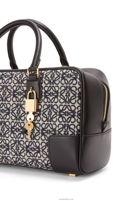 Loewe anagram jakarlı ve dana derisinden amazona 28 çanta 02600168 kadınlar lacivert/siyah