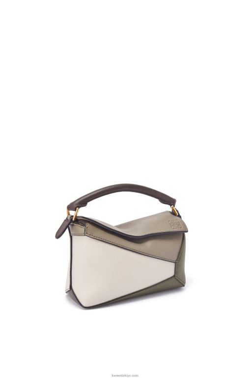 Loewe Nappa dana derisinden mini yapboz kenarı 02600253 kadınlar defne yeşili/açık yulaf